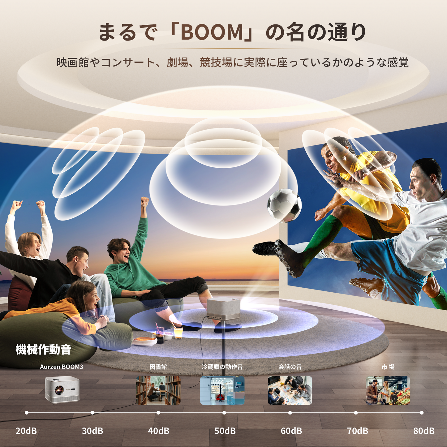 aurzen boom3プロジェクター 250"大画面ホームプロジェクター