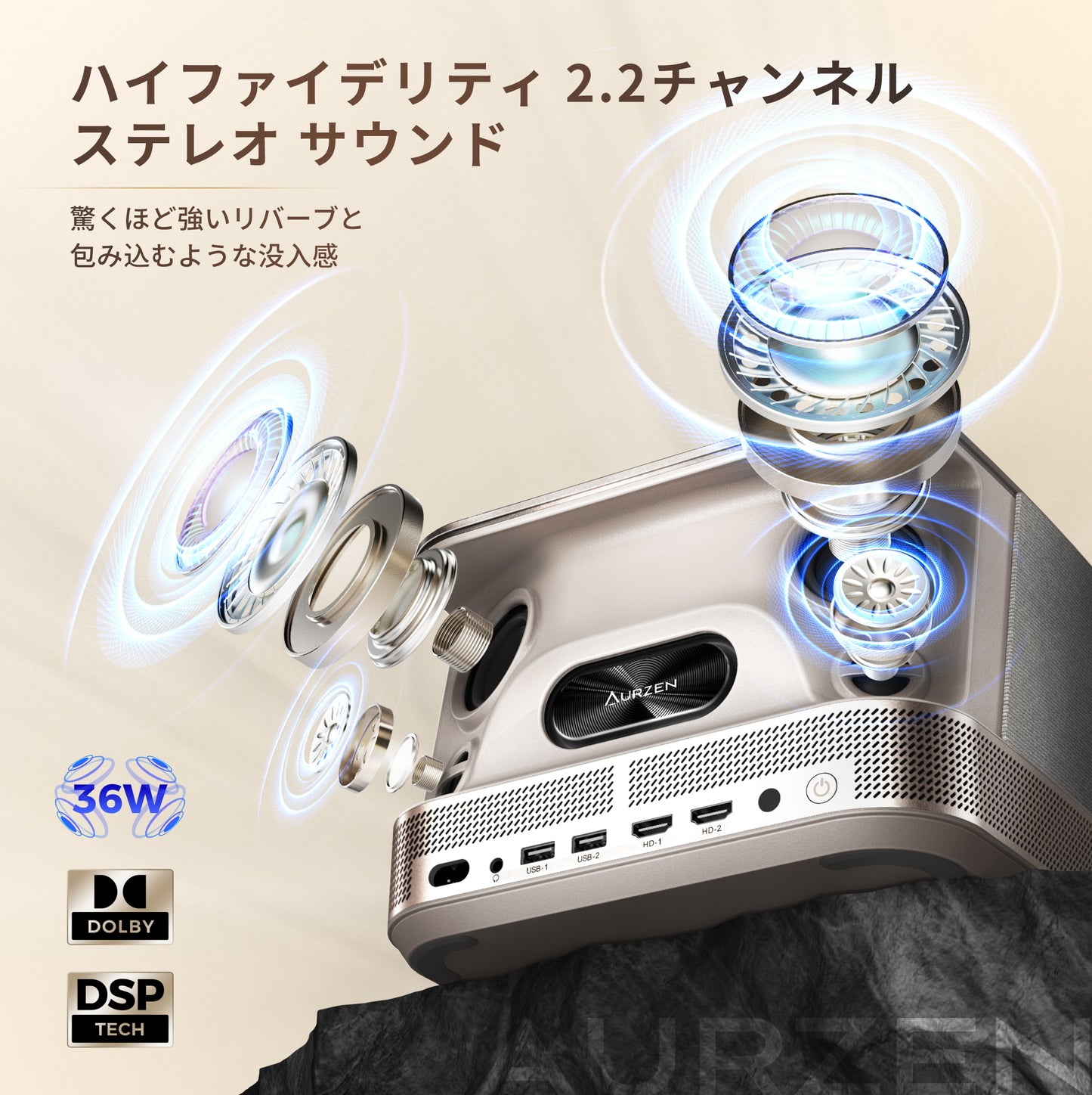 aurzen boom3プロジェクター 250"大画面ホームプロジェクター
